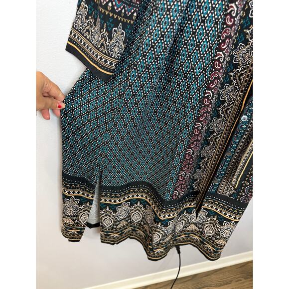 J.Jill Wearever Foulard-Print Midi Shirtdress Black Regal Paisley Sz S New - Picture 10 of 12